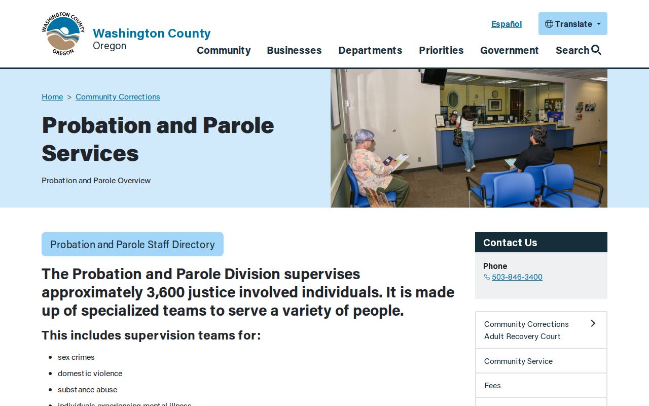 Washington County post-release supervision office information